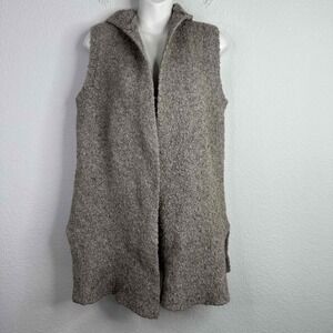 Aerie Vest Cardigan S Brown Wool Blend Teddy Lagonlook Boho Minimalist Neutral